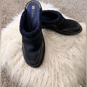 White Mountain Men’s Navy Faux-Shearling Slip-On Loafers